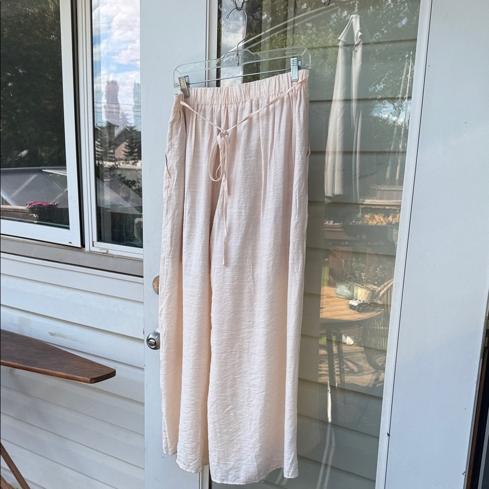 Dazy XL Viscose blush Wide-Leg elastic waist Pants with shorts inside/pockets